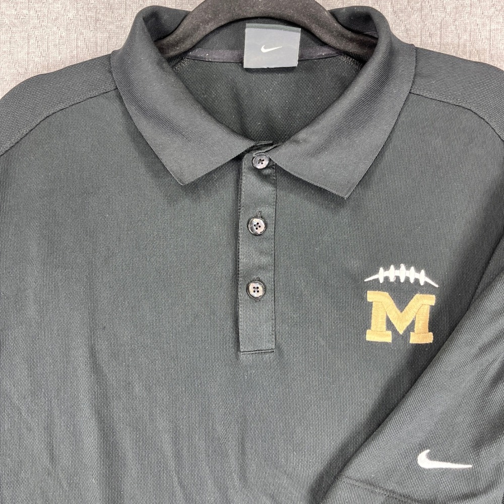Nike‎ Michigan State university Wolverines Football Dri-FIT Polo Shirt XL Black